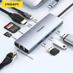 PISEN Docking Station Type C HUB to 4K60Hz HDMI-compatible USB 3.0 Adapter RJ45 PD100W Charge For Macbook Pro Laptop Accessories