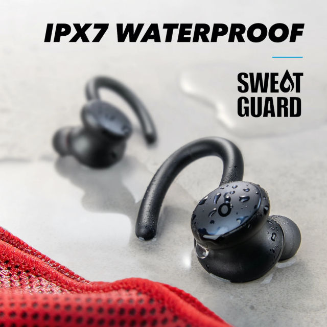 Original Anker Soundcore Sport X10 Wireless Bluetooth Earphone Rotating Ear Hooks Deep Bass IPX7 Waterproof Sweatproof Running