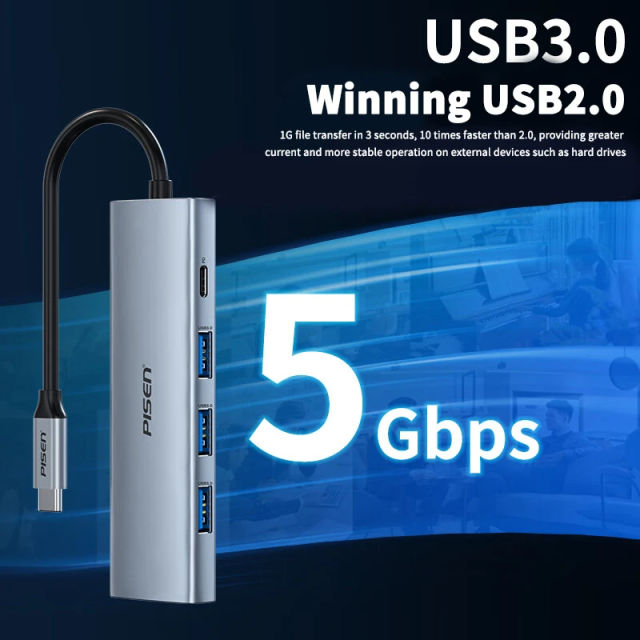 PISEN Docking Station Type C HUB to 4K60Hz HDMI-compatible USB 3.0 Adapter RJ45 PD100W Charge For Macbook Pro Laptop Accessories