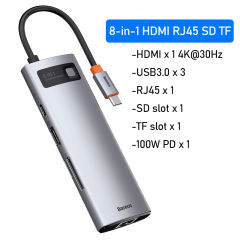 Baseus USB Hub HDMI-Compatible 4K Type C to USB 3.0 Splitter PD 100W Dock Station