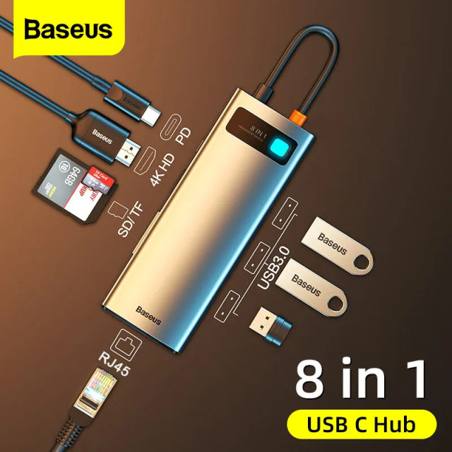 Baseus USB Hub HDMI-Compatible 4K Type C to USB 3.0 Splitter PD 100W Dock Station