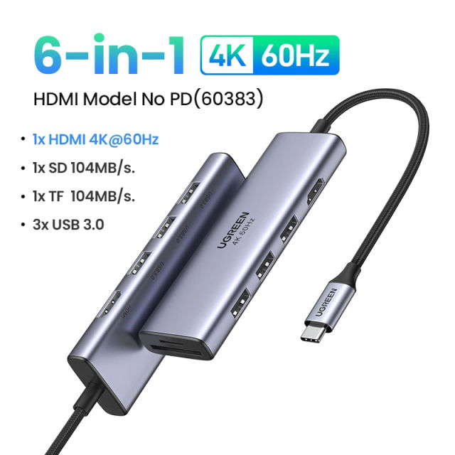 UGREEN USB C HUB 4K60Hz Type-C to HDMI 2.0 USB 3.0 Adapter USB 3.0 HUB