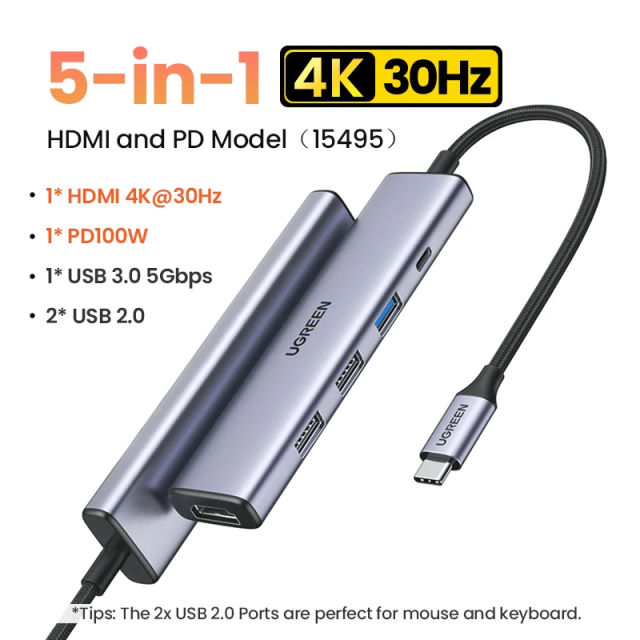 UGREEN USB C HUB 4K60Hz Type-C to HDMI 2.0 USB 3.0 Adapter USB 3.0 HUB