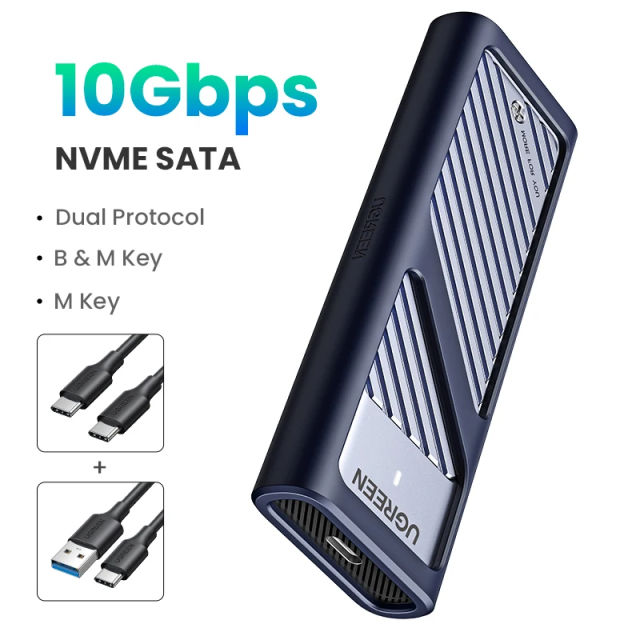 NEW UGREEN M2 SSD Case M.2 NVMe SATA SSD Enclosure Adapter 10Gbps USB 3.2 Gen2 USB C External Enclosure