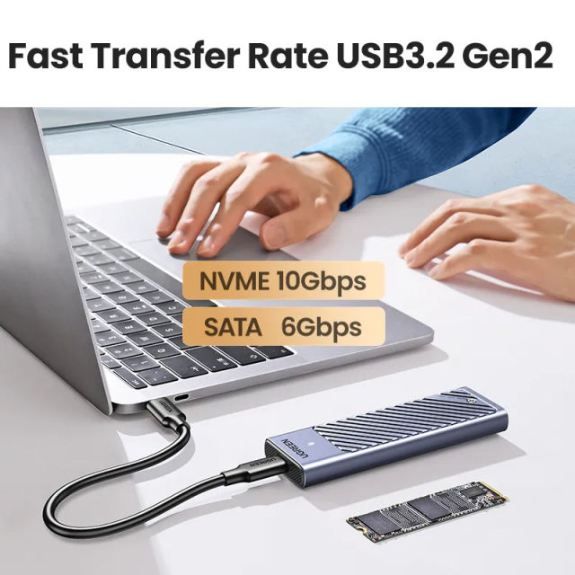 NEW UGREEN M2 SSD Case M.2 NVMe SATA SSD Enclosure Adapter 10Gbps USB 3.2 Gen2 USB C External Enclosure