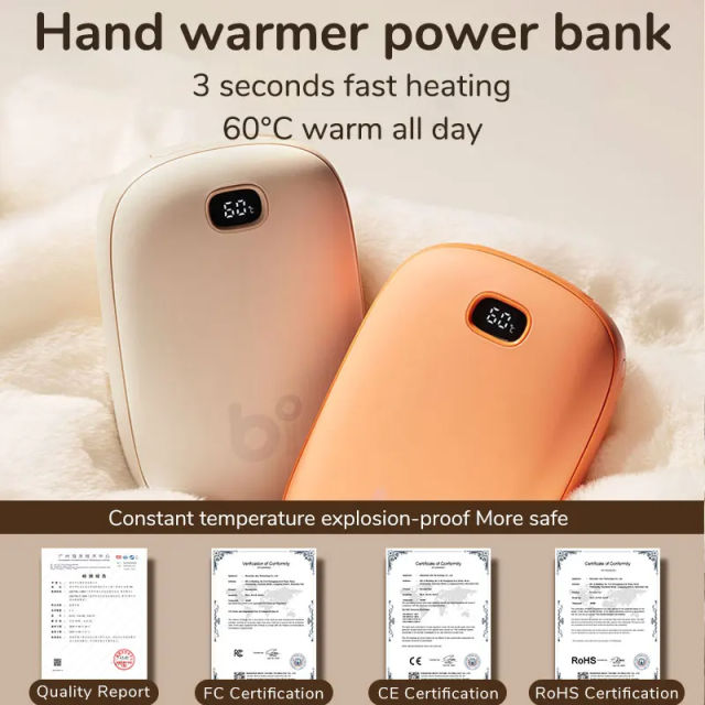 JISULIFE Hand Warmers Rechargeable 3S Instant Heat USB Power Bank Portable Electric Heater