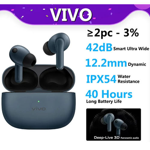 Vivo TWS 3 Bluetooth Wireless Earphone 360° Audio 48dB Active Noise Cancelling up to 40 hours