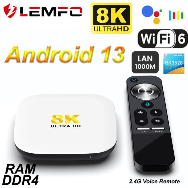H96Max M2 TV Box Android 13 8K 1000M LAN WiFi6 RAM DDR4 eMMC 2.4G Voice Remote HDR10