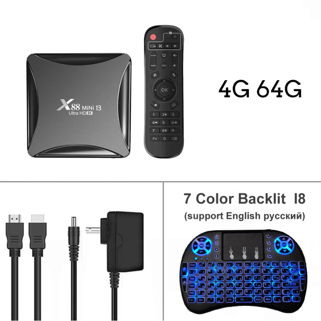 New X88 MINI 13 TV Box Android 13 8K Dual Band Wifi Video Output 4K TV Box