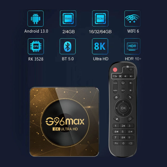 NEW G96 Max Android 13 Smart TV Box Amlogic RK3528 Video Media Player TV Box