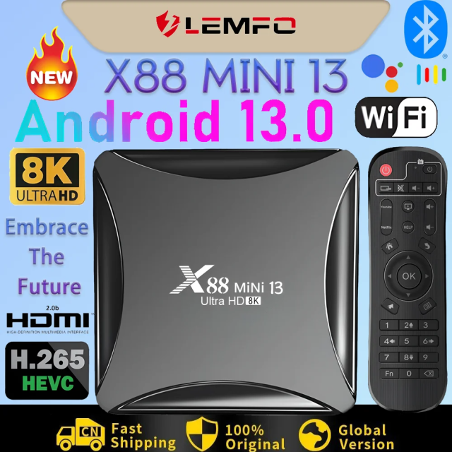 New X88 MINI 13 TV Box Android 13 8K Dual Band Wifi Video Output 4K TV Box