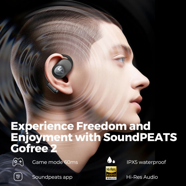 New SoundPEATS GoFree2 Open-Ear Headphones Bluetooth 5.3 Earbuds