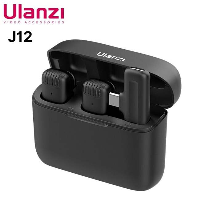 New Ulanzi J12 Wireless Lavalier Microphone System Audio Video Voice Recording Mic