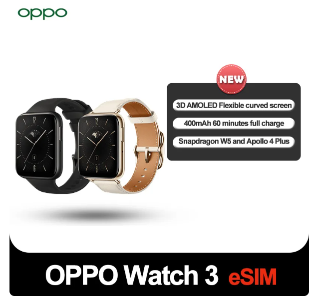 NEW OPPO Watch 3 43mm 1.75'' Snapdragon Gen 1 Bluetooth Smartwatch Health Monitor