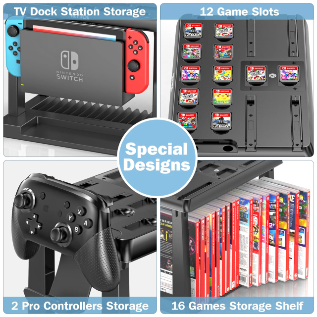 KYTOK For Switch Joycon Charger Pro Controller Holder Switch Game Storage Tower For Nintendo Switch OLED Charging Dock Station