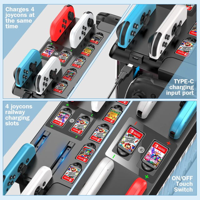 KYTOK For Switch Joycon Charger Pro Controller Holder Switch Game Storage Tower For Nintendo Switch OLED Charging Dock Station