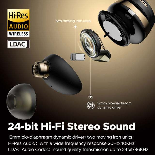 Soundpeats Opera 05 Hi-Res Wireless Earbuds With Stereo Sound Hi-Fi Audio LDAC Hybrid ANC Bluetooth V5.3 Earphones