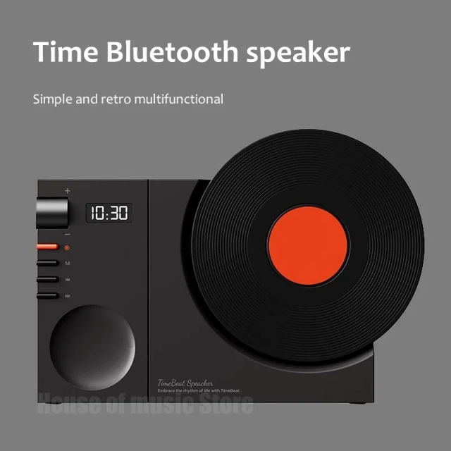 New Wireless Bluetooth Speakers Desktop Retro Clock Audio Subwoofer Outdoor Portable Plug-in Card Music Player for Birthday Gift