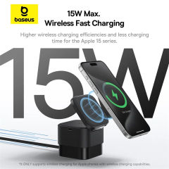 NEW Baseus 25W 2 in 1 Magnetic Wireless Charger Stand 15W Fast Charging Dock Station With Retractable Cable For iPhone15 14 Airpod