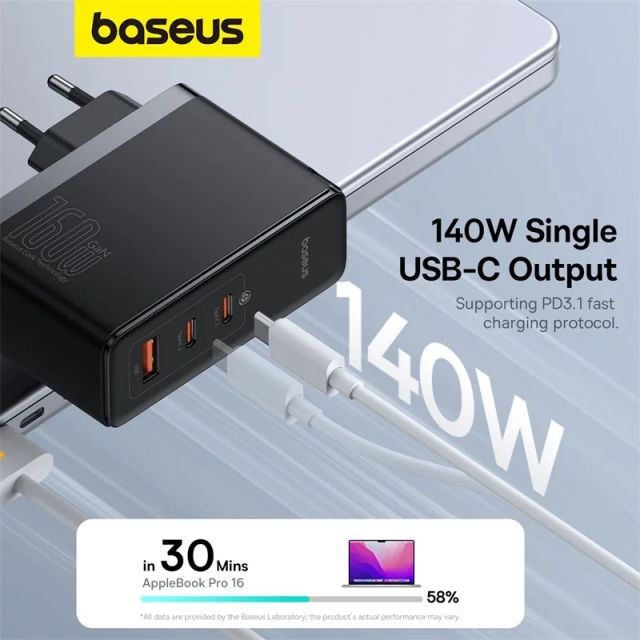 New Baseus 160W GaN Charger Fast Charger For Laptop Tablet iPhone 15 14 Type C Charger Support PD3.1 QC PPS With USB Phone Charger