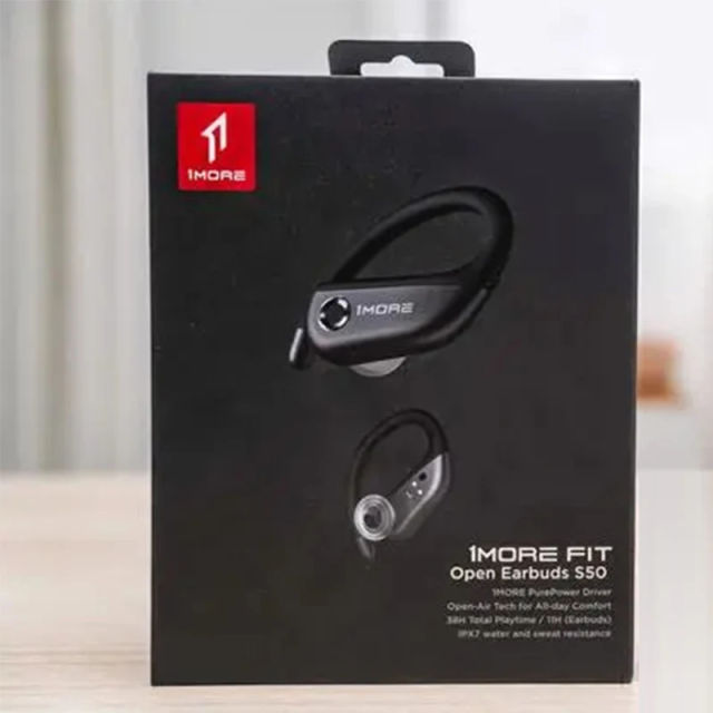 New 1MORE FIT Open Sports Earbuds S50 Wireless Bluetooth Open Ear Hooks DLC Driver, 38H Playtime IPX7 Waterproof Running