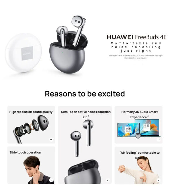 2024 New HUAWEI FreeBuds 4E Bluetooth 5.2 Earphone Earbuds microphone sensor wearing detection sensor