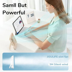 JISULIFE Portable Small Desk Fan Ultra Quiet Table Fan USB Rechargeable Cooling Fan With 4 Speed Powerful Wind Offices Fan