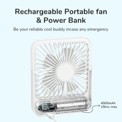 JISULIFE Portable Small Desk Fan Ultra Quiet Table Fan USB Rechargeable Cooling Fan With 4 Speed Powerful Wind Offices Fan