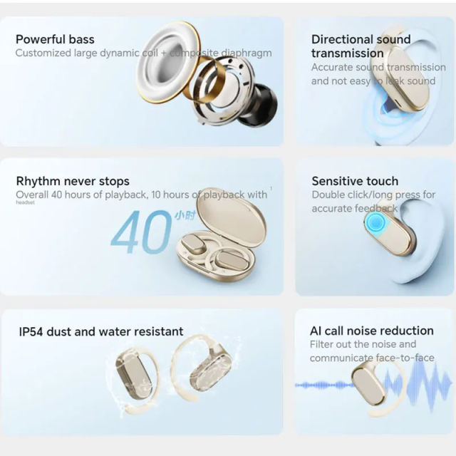 NEW Honor personally selected TiinLab open earphones AI noise reduction call Bluetooth 5.3