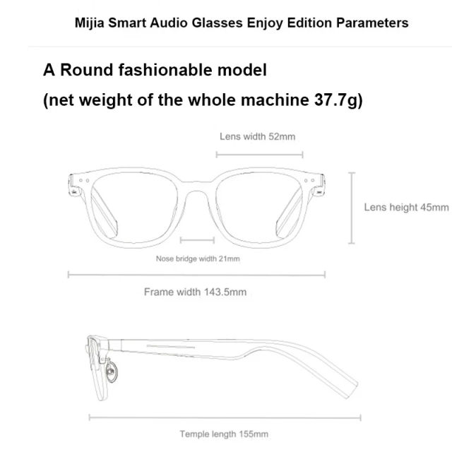 2024 New Xiaomi Mijia Smart Audio Glasses Joyful Edition Call Noise Reduction Bluetooth Headset Audio Glasses