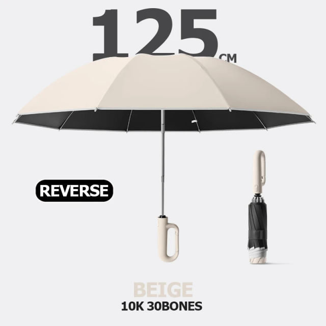 Fully Automatic Buckle Reverse Folding Umbrella with Windproof Reflective Stripe UV Umbrellas