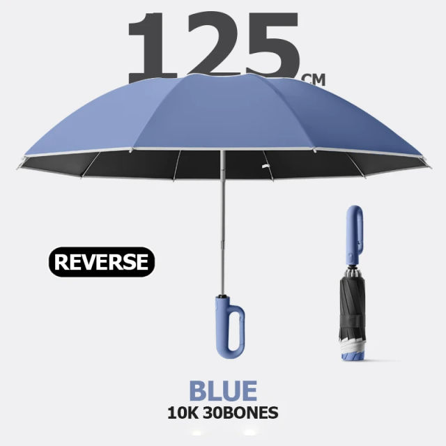 Fully Automatic Buckle Reverse Folding Umbrella with Windproof Reflective Stripe UV Umbrellas