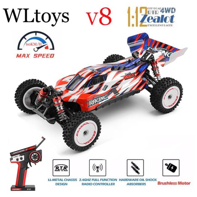2023 New Wltoys 124008 V8 1/12 2.4G Racing RC Cars 4WD Brushless Motor 60Km/H High Speed Remote Control Car Off-road Drift Toys