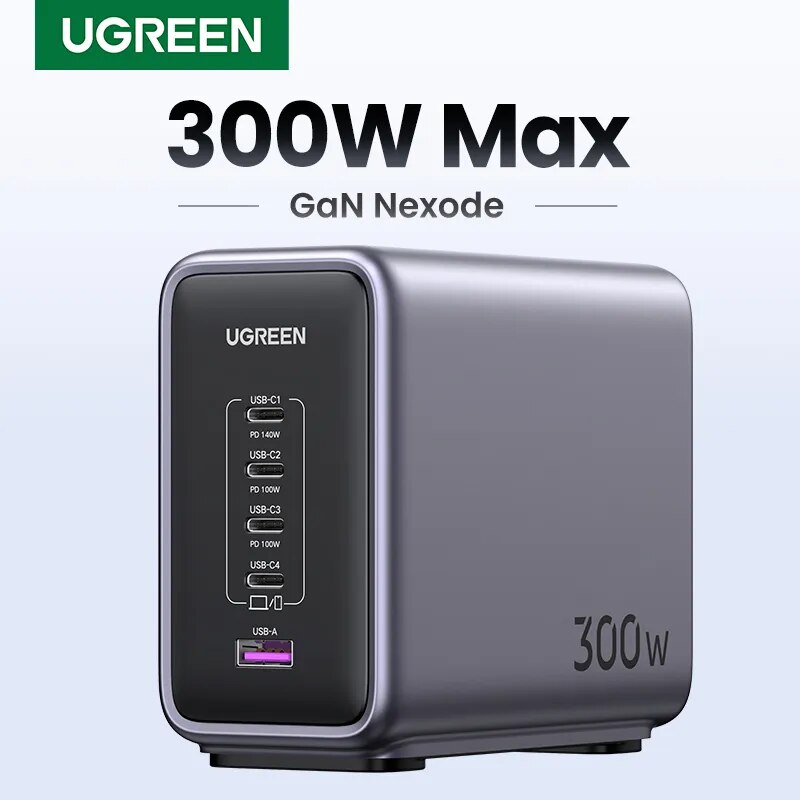 New UGREEN 300W GaN 5 Port Charger PD3.1 Adapter Cable