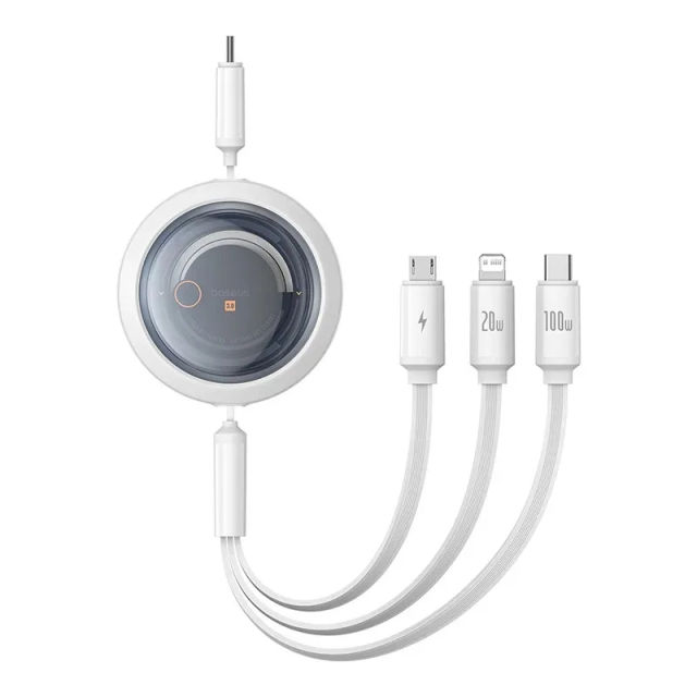 NEW Baseus Retractable 100W USB C Cable Fast Charging Portable 3 in 1 USB Type C Charger Cable