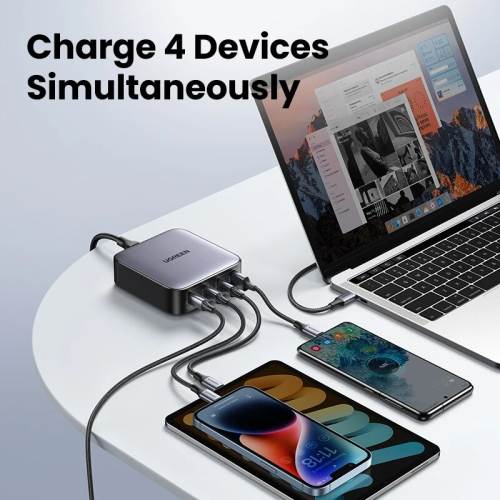 UGREEN 100W GaN Charger Desktop Laptop Fast Charger 4 in 1 Adapter For iPhone 15 14 13 12 Pro Max Phone Charger