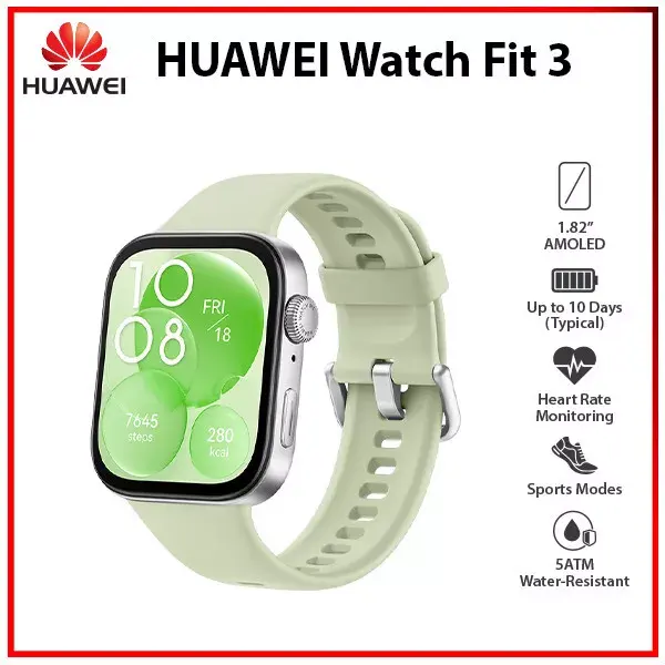 2024 NEW Huawei Watch Fit 3 1.82 5 ATM AMOLED Bluetooth Android iOS Smartwatch Global version