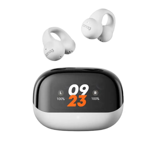 New Sanag S2 Pro AI Smart Screen Bluetooth Earphone Ear Clip Headset Wireless Open Ear TWS Sports Headphones Hifi Sound Earclip Earbuds