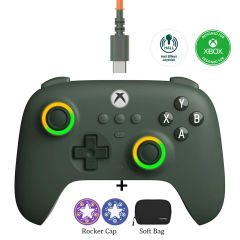 New 8BitDo Ultimate C Wired Controller For Xbox Series S, X, Xbox One RGB Lighting Fire Ring Hall Effect Joysticks For Windows 10/11