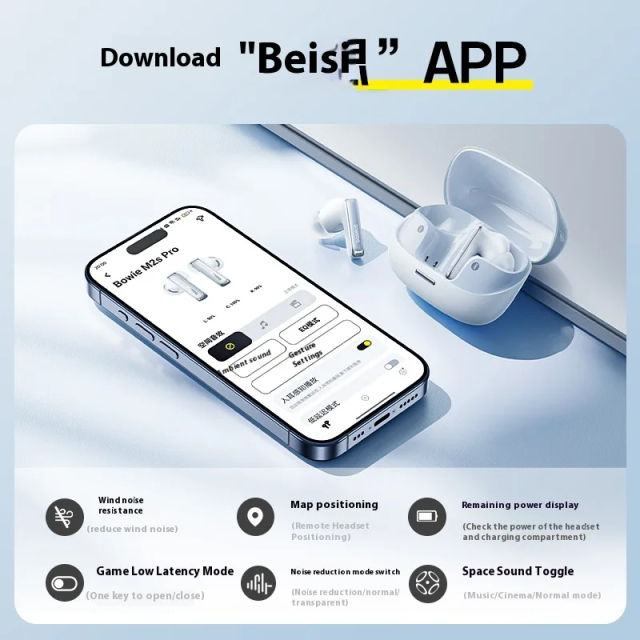 Baseus M2s pro Wireless Earphones Bluetooth 5.4 Support 3D Spatial Audio 4-Mics 52dB Active Noise Cancelling Customized Earbuds