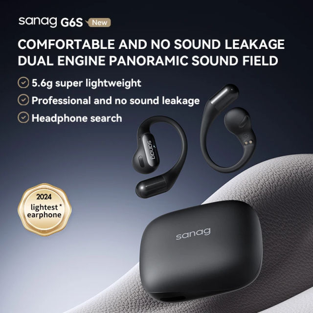 2024 NEW Sanag G6S Open Ear Bluetooth Earphone Ear Hook OWS Wireless HiFi Sound Sport Running Earbuds