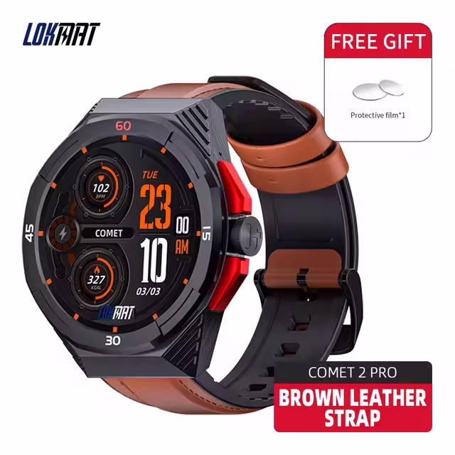 2024 New LOKMAT COMET 2 PRO Smart Watch Bluetooth Calls Watch Waterproof Fitness Tracker Heart Rate Message Push