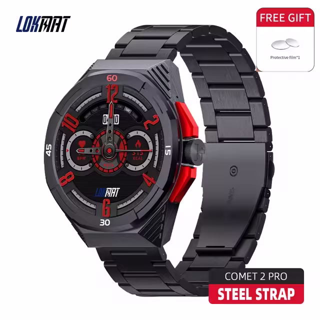 2024 New LOKMAT COMET 2 PRO Smart Watch Bluetooth Calls Watch Waterproof Fitness Tracker Heart Rate Message Push