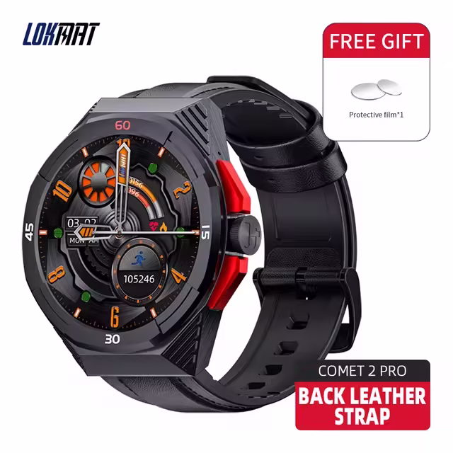 2024 New LOKMAT COMET 2 PRO Smart Watch Bluetooth Calls Watch Waterproof Fitness Tracker Heart Rate Message Push