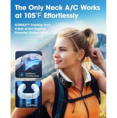 NEW AICE 3 AI Neck Air Conditioner 7000mAh 30H [Full-body Cooling/Heating] [Health Monitor] Neck Cooler Fan White