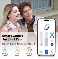 NEW AICE 3 AI Neck Air Conditioner 7000mAh 30H [Full-body Cooling/Heating] [Health Monitor] Neck Cooler Fan White