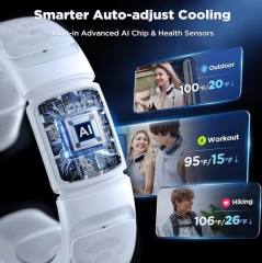 NEW AICE 3 AI Neck Air Conditioner 7000mAh 30H [Full-body Cooling/Heating] [Health Monitor] Neck Cooler Fan White