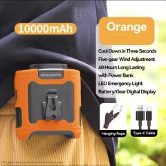 NEW 20000mAh Outdoor Portable Waist Fan Hanging Neck Fan Strong Wind with Power Bank LED Lighting for Sports Courier Outdoor Working