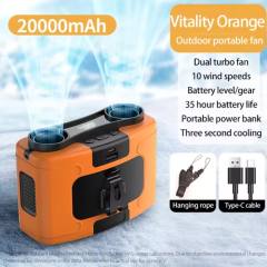 NEW 20000mAh Outdoor Portable Waist Fan Hanging Neck Fan Strong Wind with Power Bank LED Lighting for Sports Courier Outdoor Working
