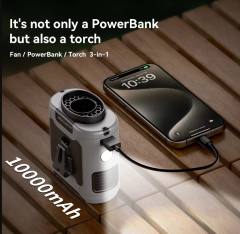 NEW 20000mAh Outdoor Portable Waist Fan Hanging Neck Fan Strong Wind with Power Bank LED Lighting for Sports Courier Outdoor Working